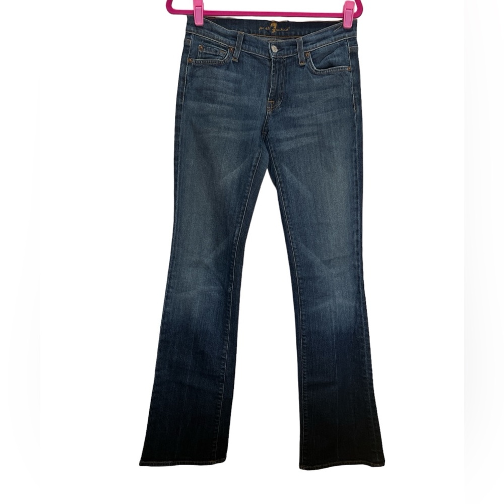 7 For All Mankind Jeans Women 28 Blue Bootcut Low Rise Dark Wash Denim P…